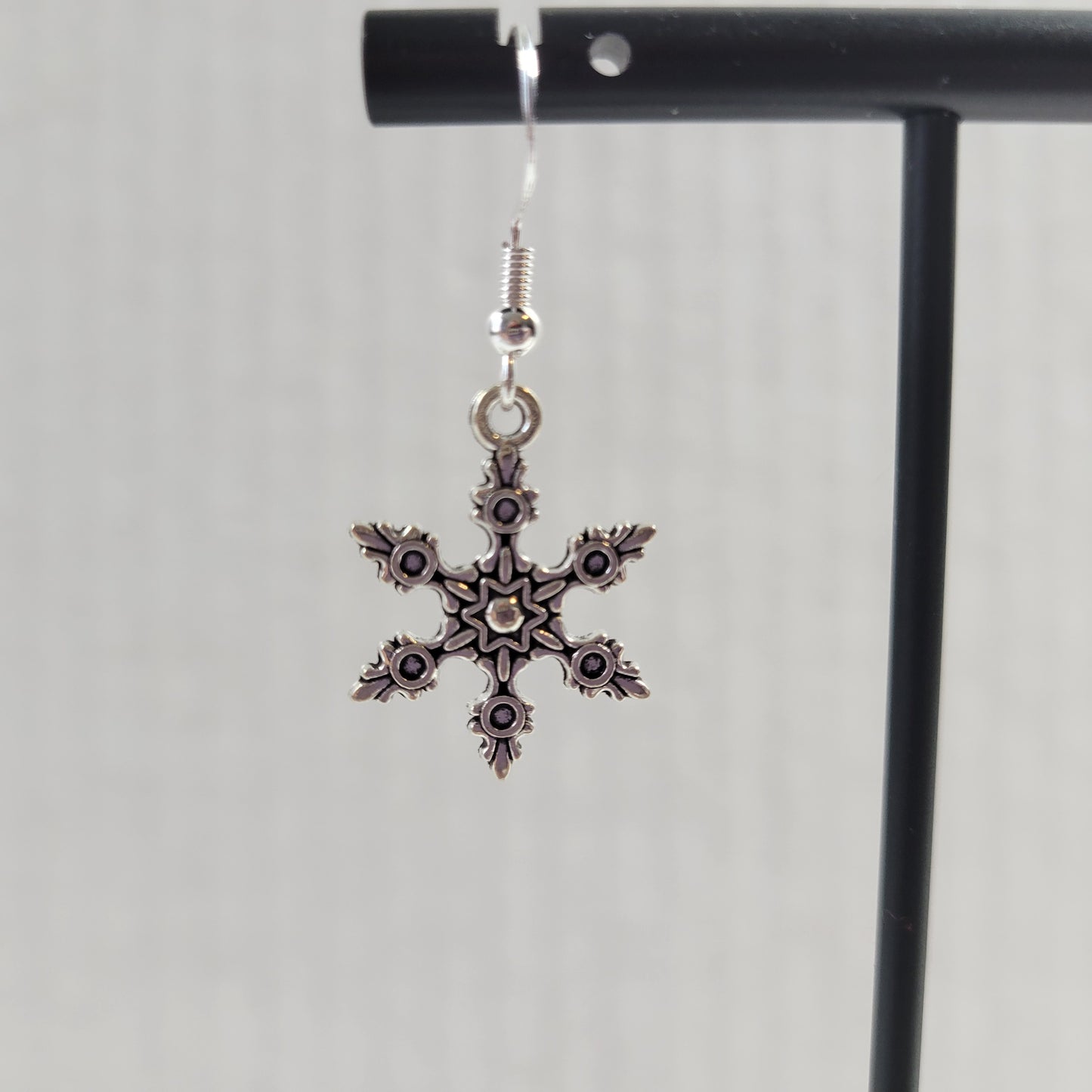 Silver Snowflake Dangle Earrings Starburst Winter Christmas Gift Jewelry E164E