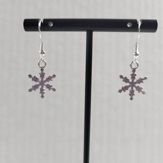 Silver Snowflake Dangle Earrings Classic Winter Christmas Charm Jewelry E166E