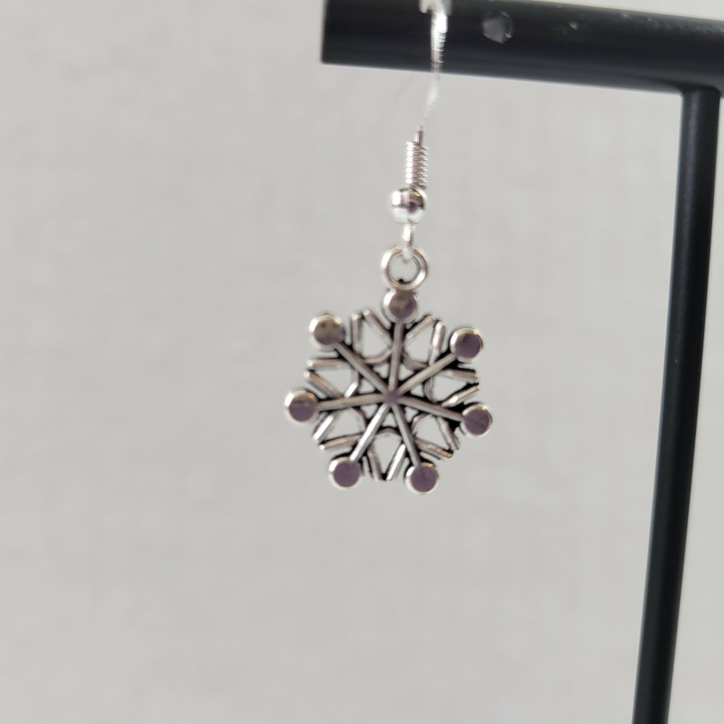 Silver Snowflake Dangle Earrings Beaded Winter Christmas Charm Jewelry E169E