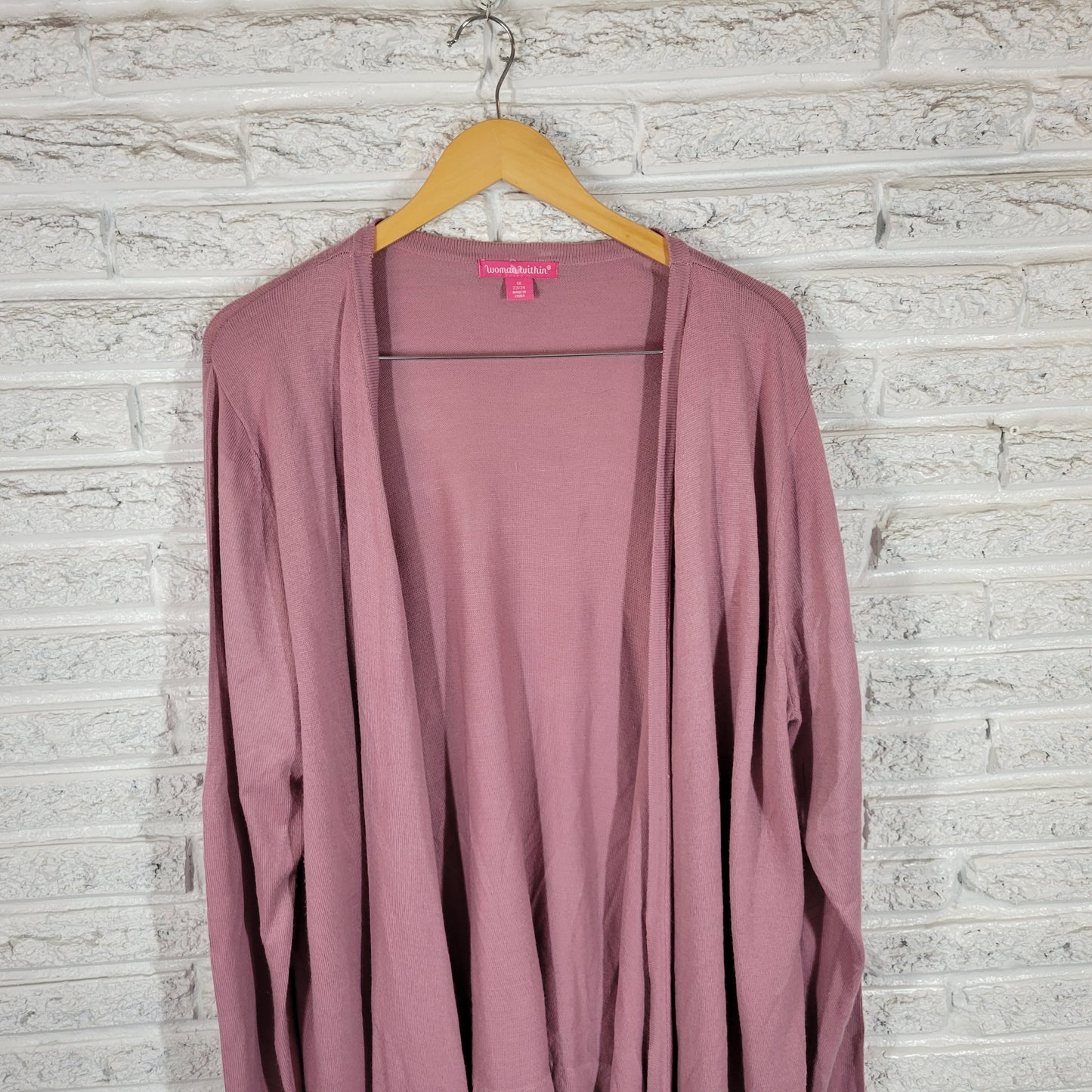 Woman Within Lavender Cardigan Sweater 1X Plus Open Front Long Sleeve PUR67E