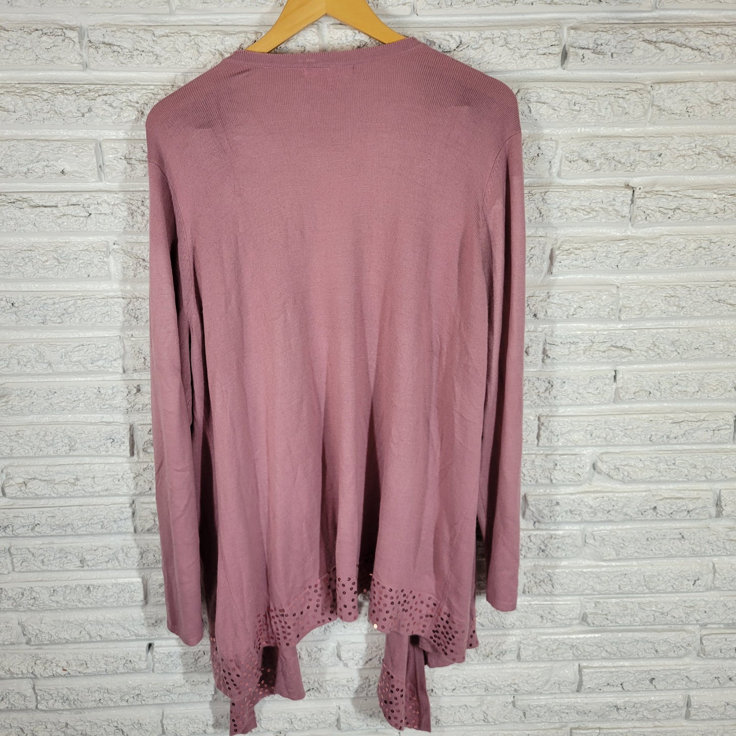 Woman Within Lavender Cardigan Sweater 1X Plus Open Front Long Sleeve PUR67E