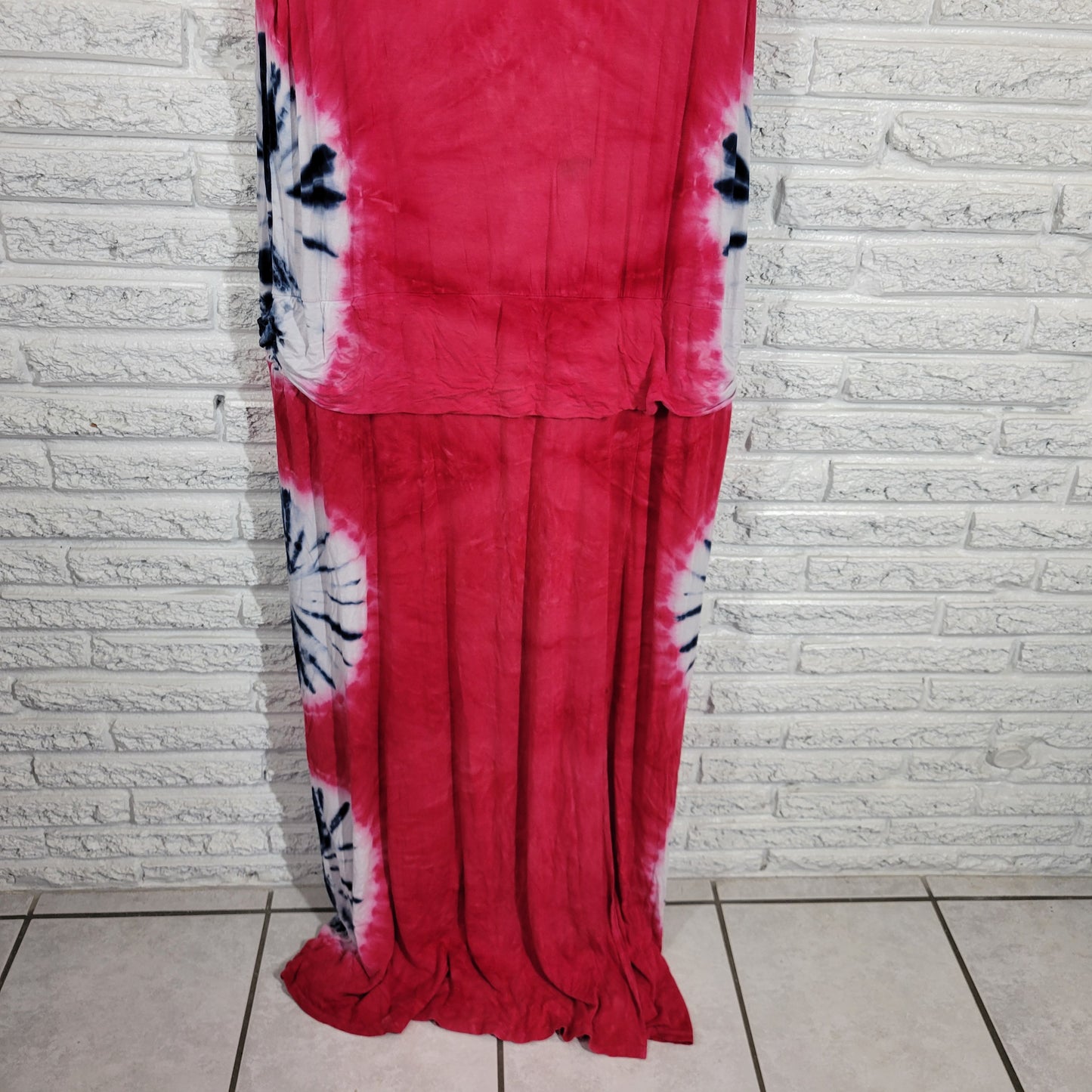 Venus Pink Blue Tie Dye Tank Maxi Dress 3X Plus Open Back Sleeveless TIE2E