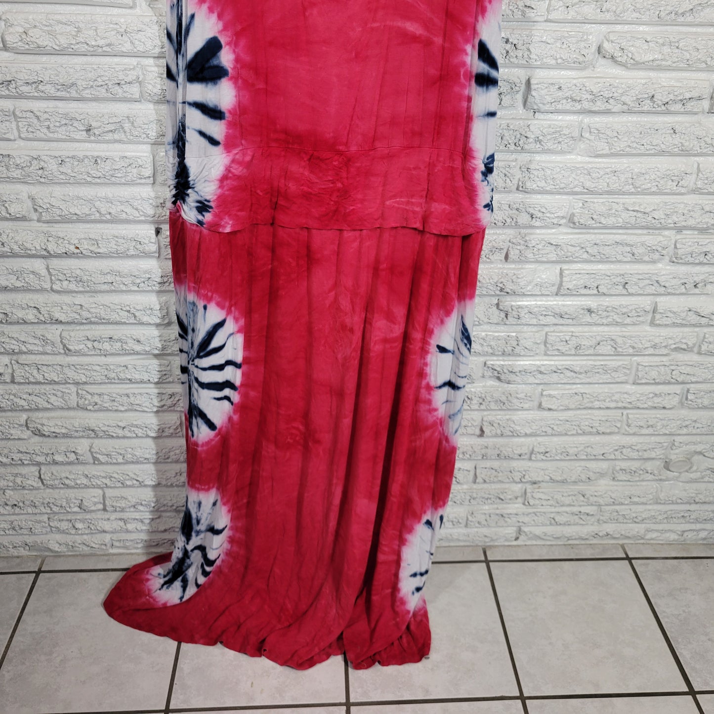 Venus Pink Blue Tie Dye Tank Maxi Dress 3X Plus Open Back Sleeveless TIE2E