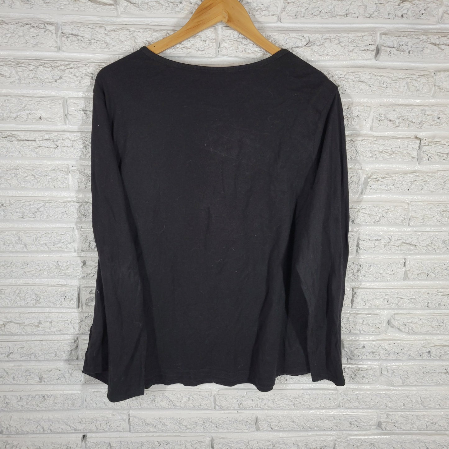 Celebrate Halloween Tee 2X Black Long Sleeve Cotton Glitter Witch Cat BLA60E