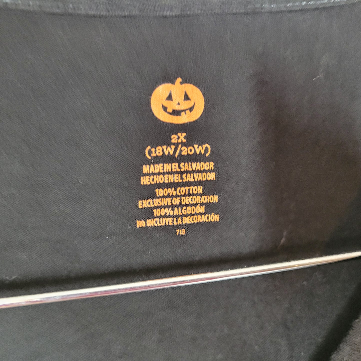 Celebrate Halloween Tee 2X Black Long Sleeve Cotton Glitter Witch Cat BLA60E