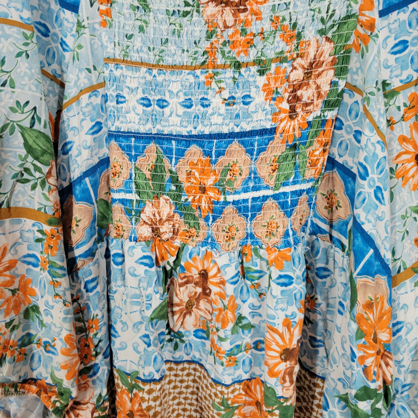 Cato Peasant Top 26W 28W Plus Floral Blouse Rayon V-Neck 3/4 Sleeve FLO72XE