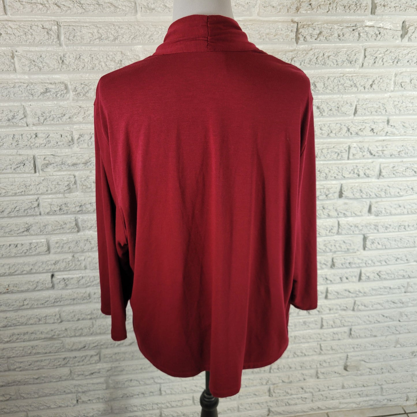 Alfred Dunner Top 2X Womens Burgundy Studded Blouse 3/4 Sleeve Twofer BUR14E