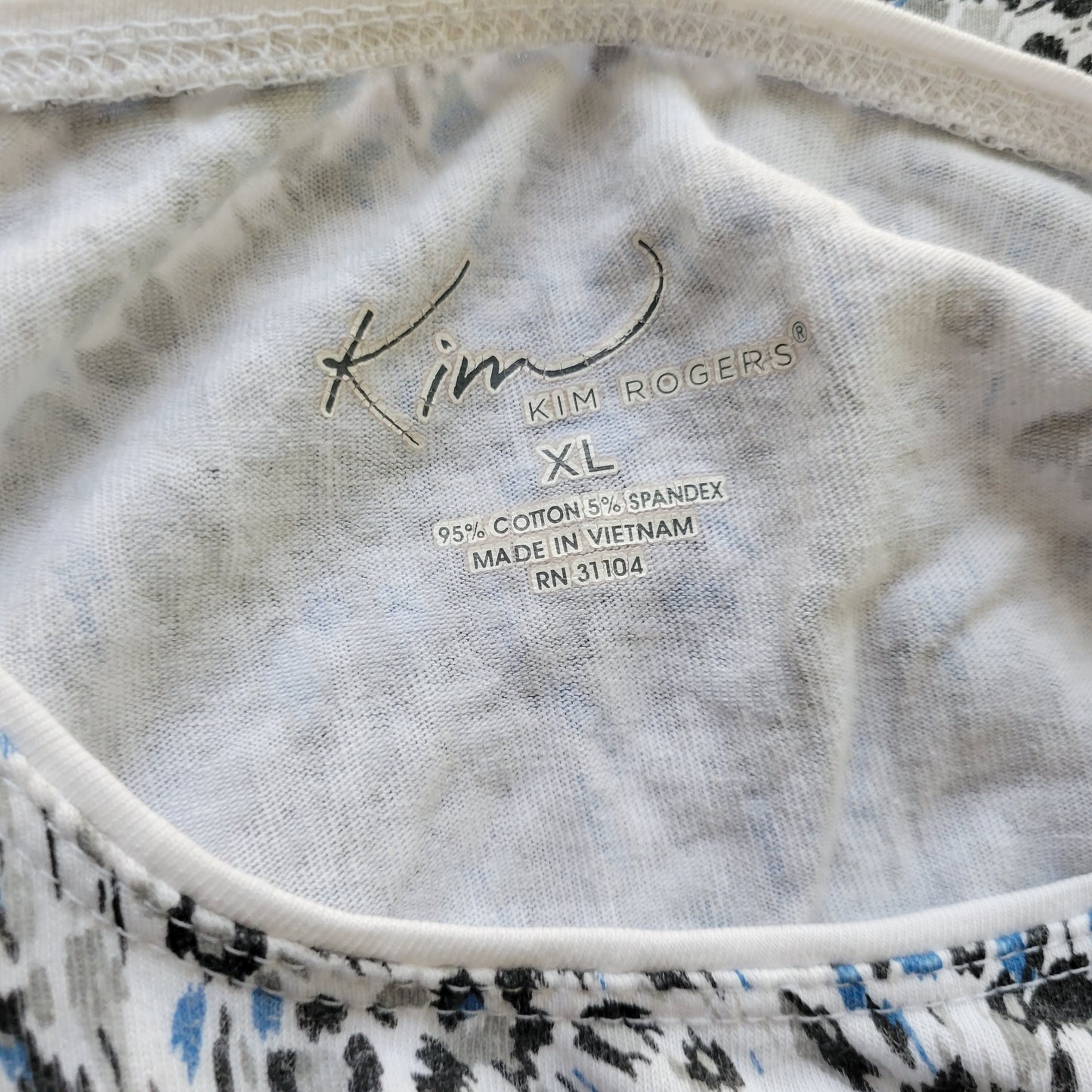 Kim Rogers Tee XL Womens Multicolor Watercolor Short Sleeve T-Shirt WAT85XE