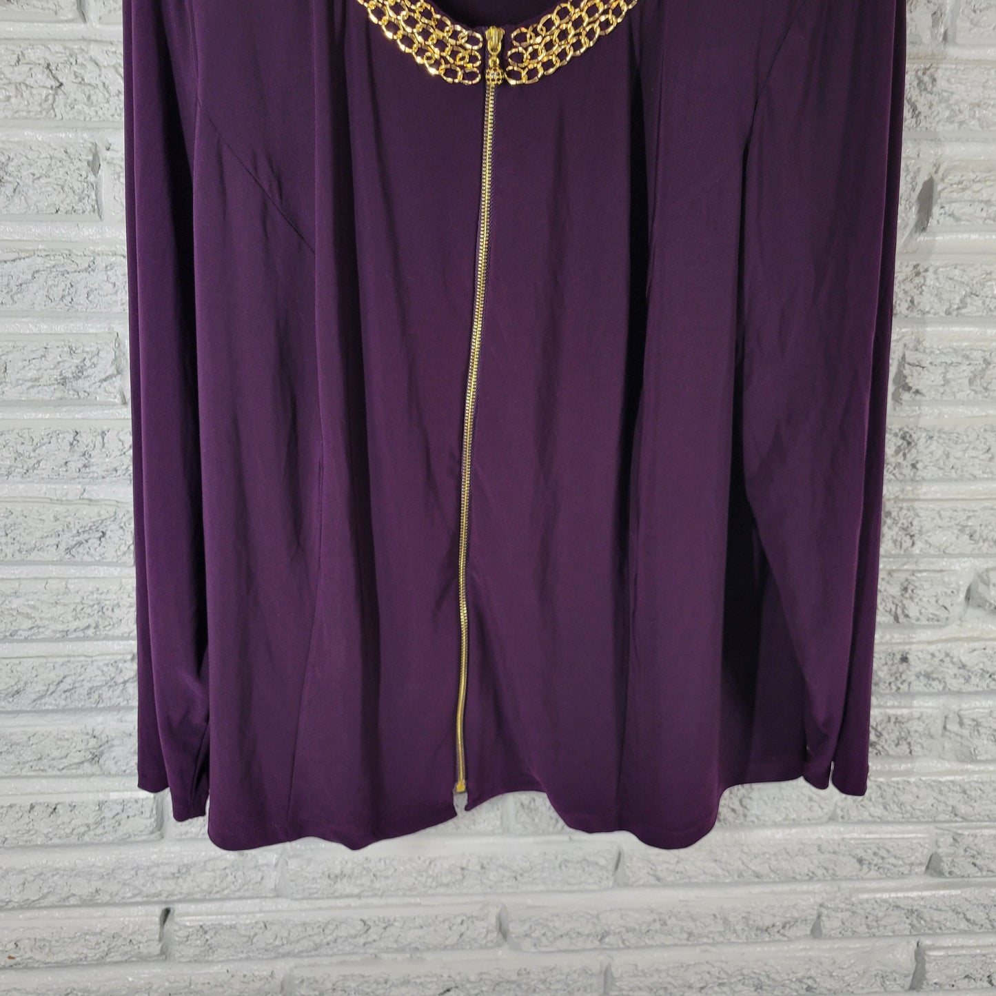 Adressing Woman Top 3X Womens Purple Chain Accent Neck Blouse PUR68E