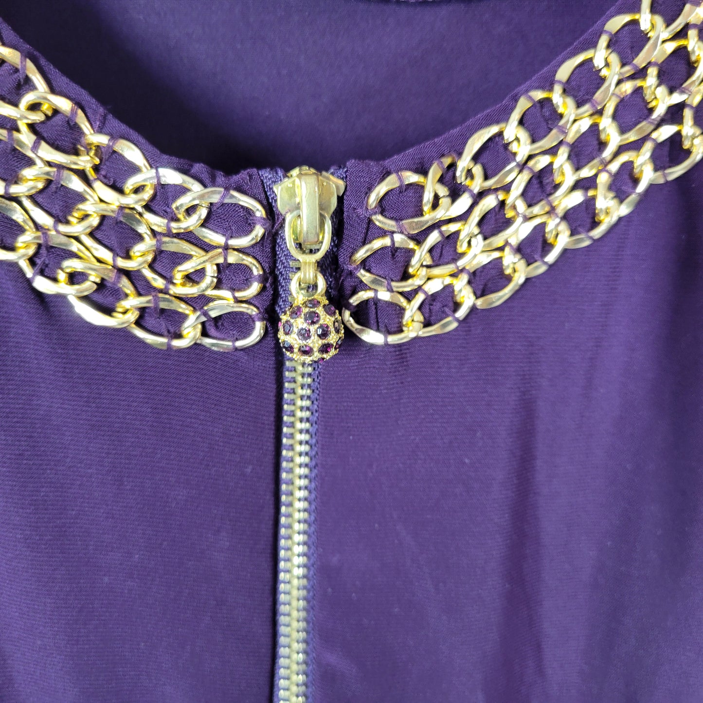 Adressing Woman Top 3X Womens Purple Chain Accent Neck Blouse PUR68E