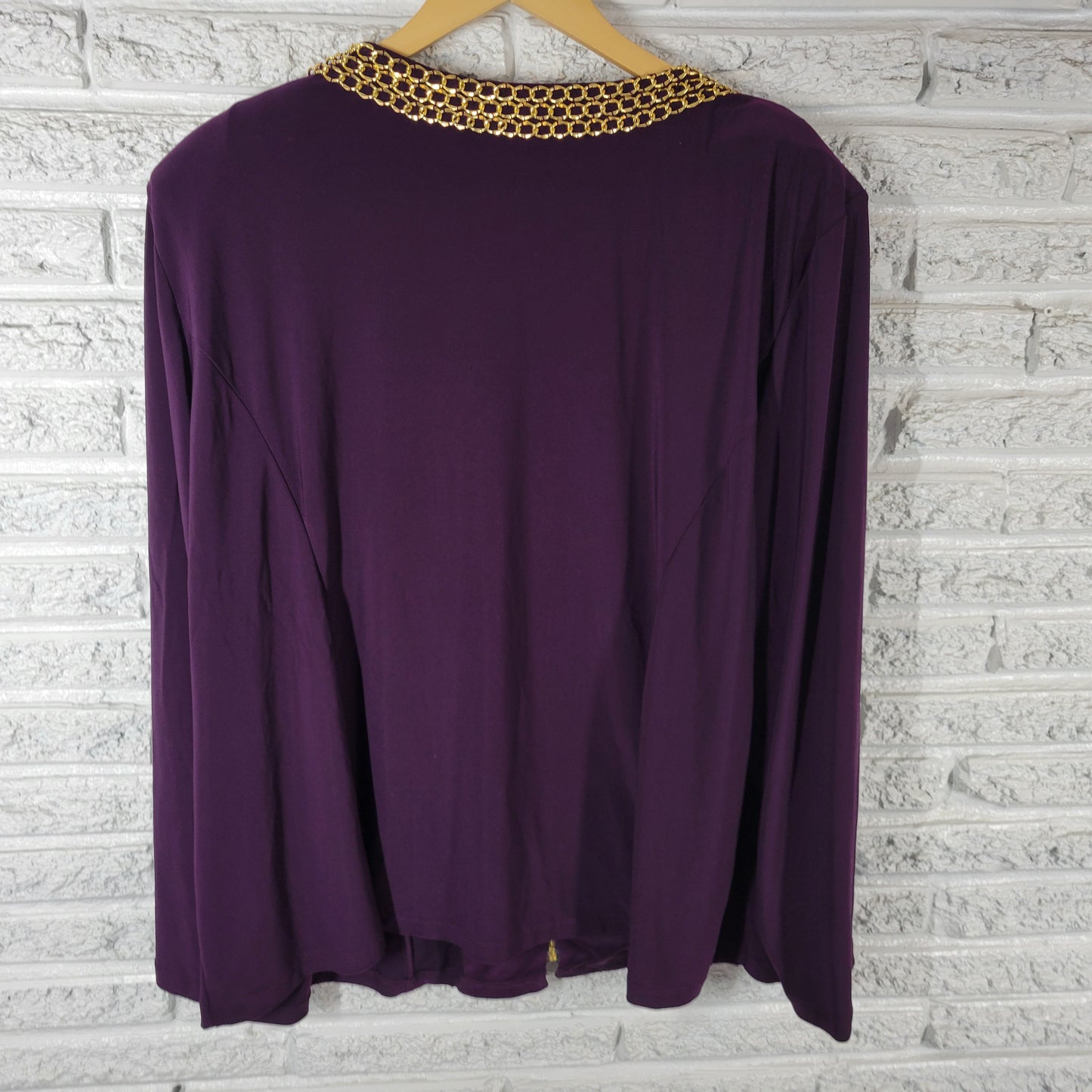 Adressing Woman Top 3X Womens Purple Chain Accent Neck Blouse PUR68E