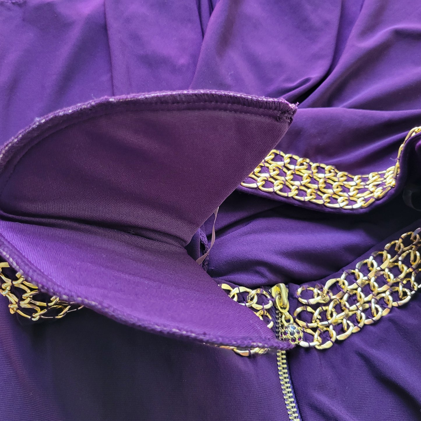 Adressing Woman Top 3X Womens Purple Chain Accent Neck Blouse PUR68E