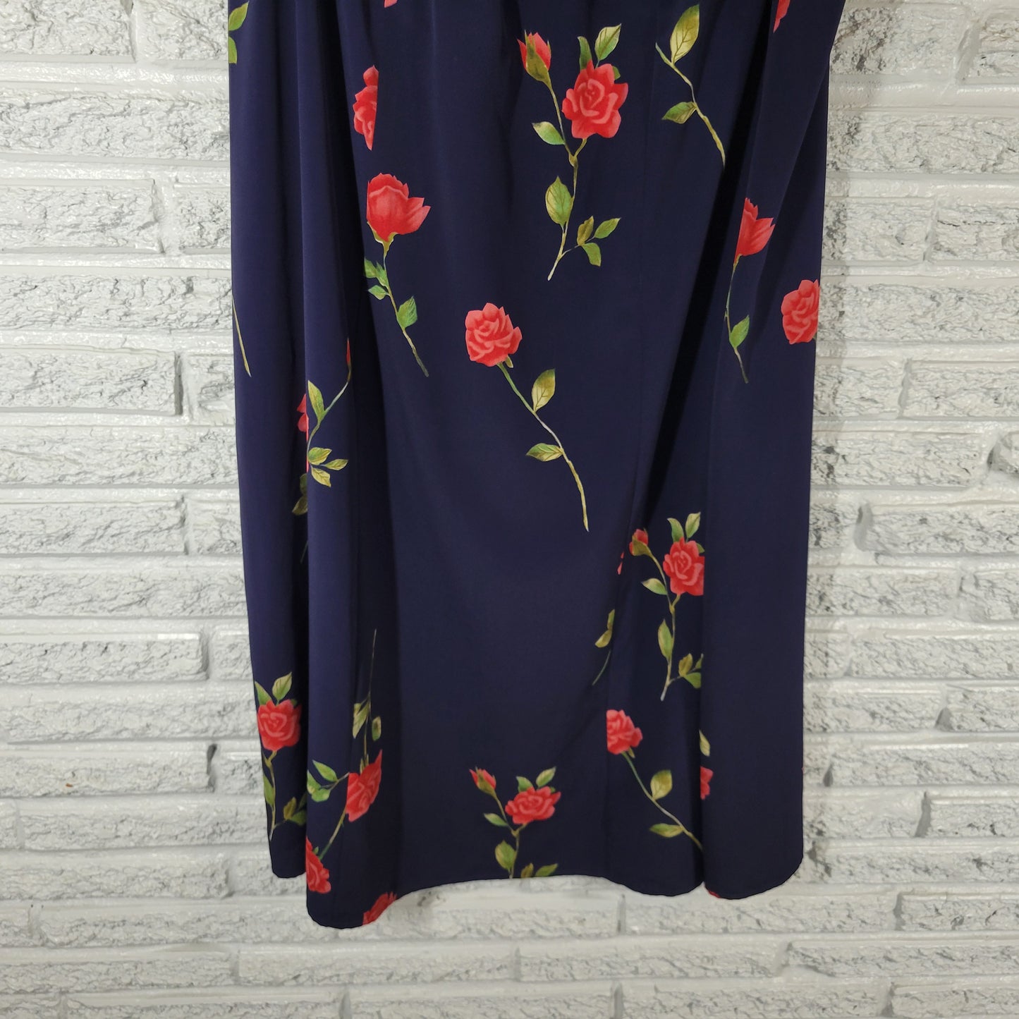 Maggie Barnes Skirt 16W Womens Blue Red Floral Midi Pencil Pull On FLO233E