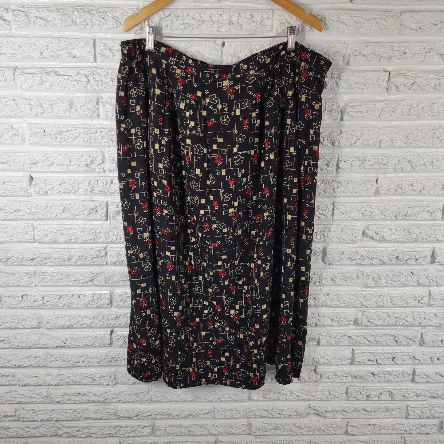 Sag Harbor Skirt 2X Womens Multicolor Floral Midi Pencil Pull On FLO190XE
