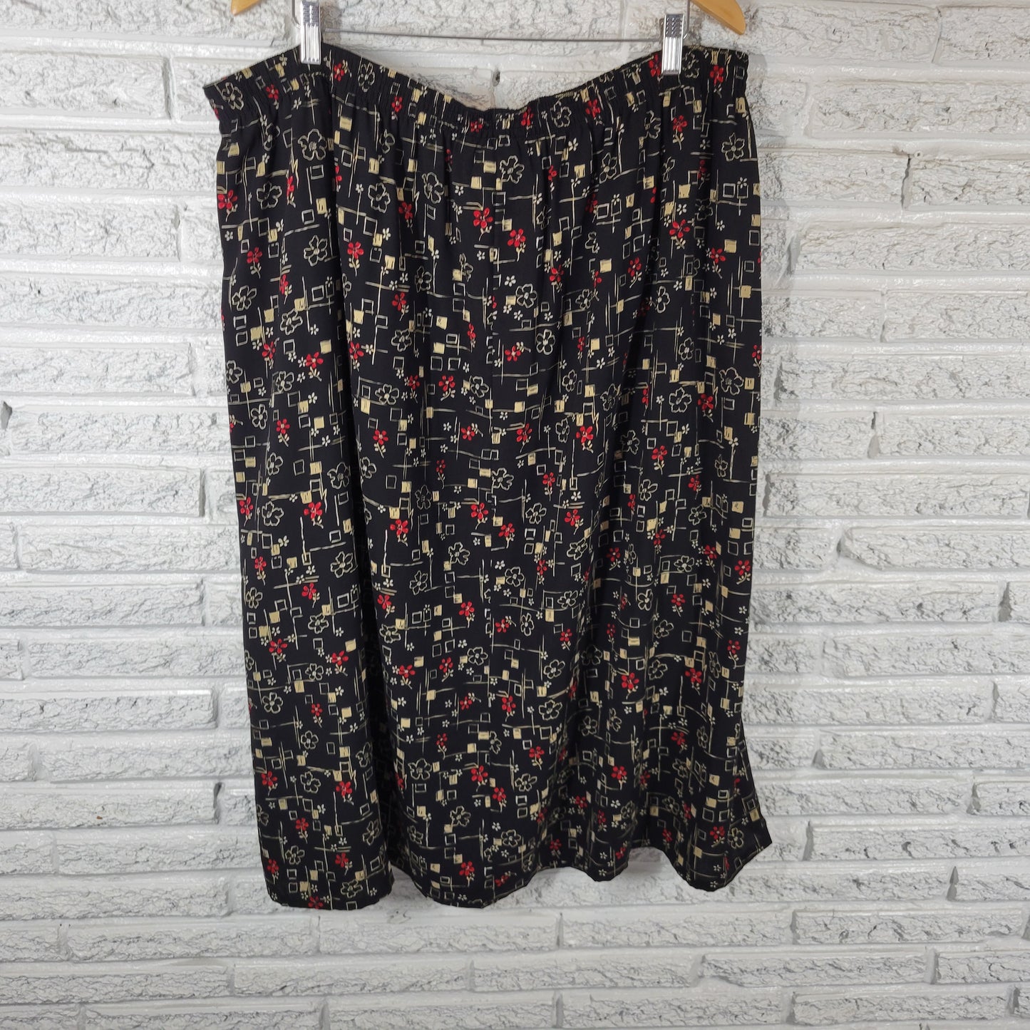 Sag Harbor Skirt 2X Womens Multicolor Floral Midi Pencil Pull On FLO190XE