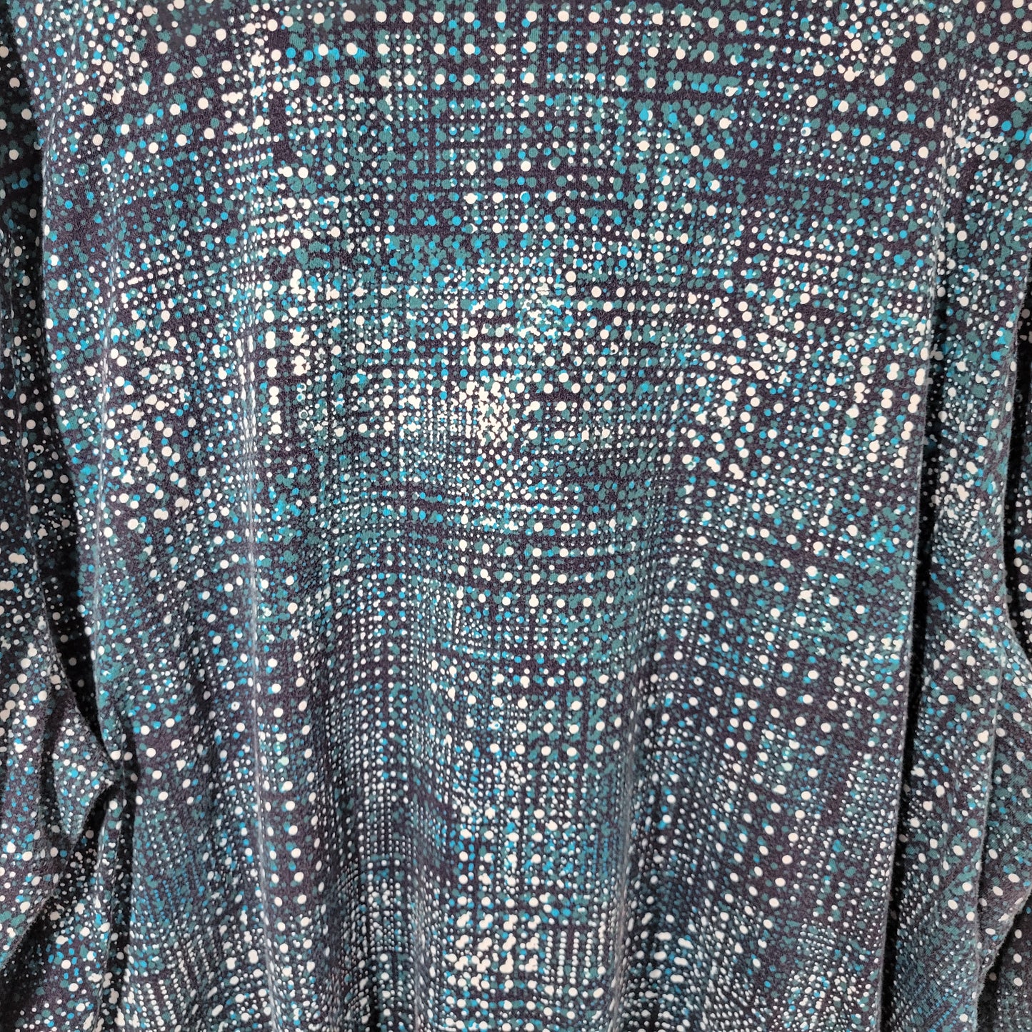 Catherines Blue White Geometric Top 4X Plus Cotton Square Neck 3/4 Sleeve GEO56E