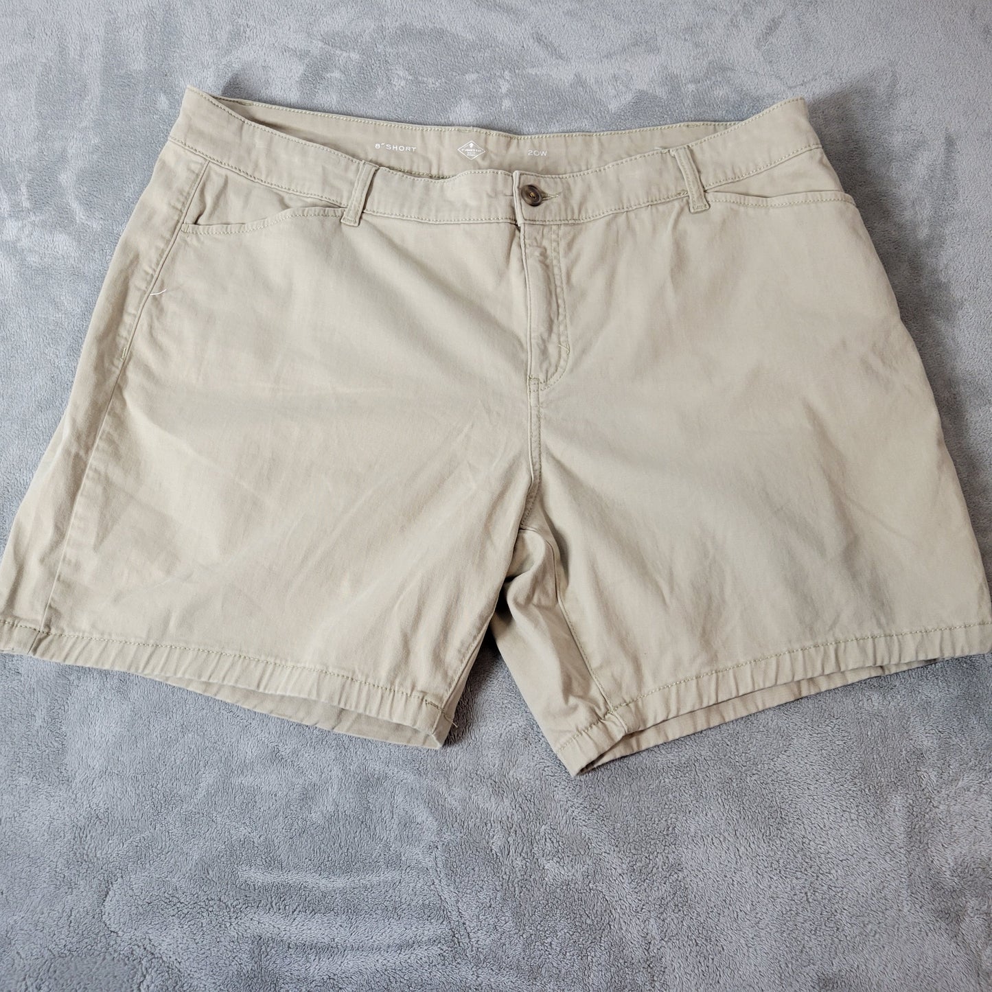 St John's Bay Shorts 20W Womens Beige Chino Elastic Waist Stretch A6E