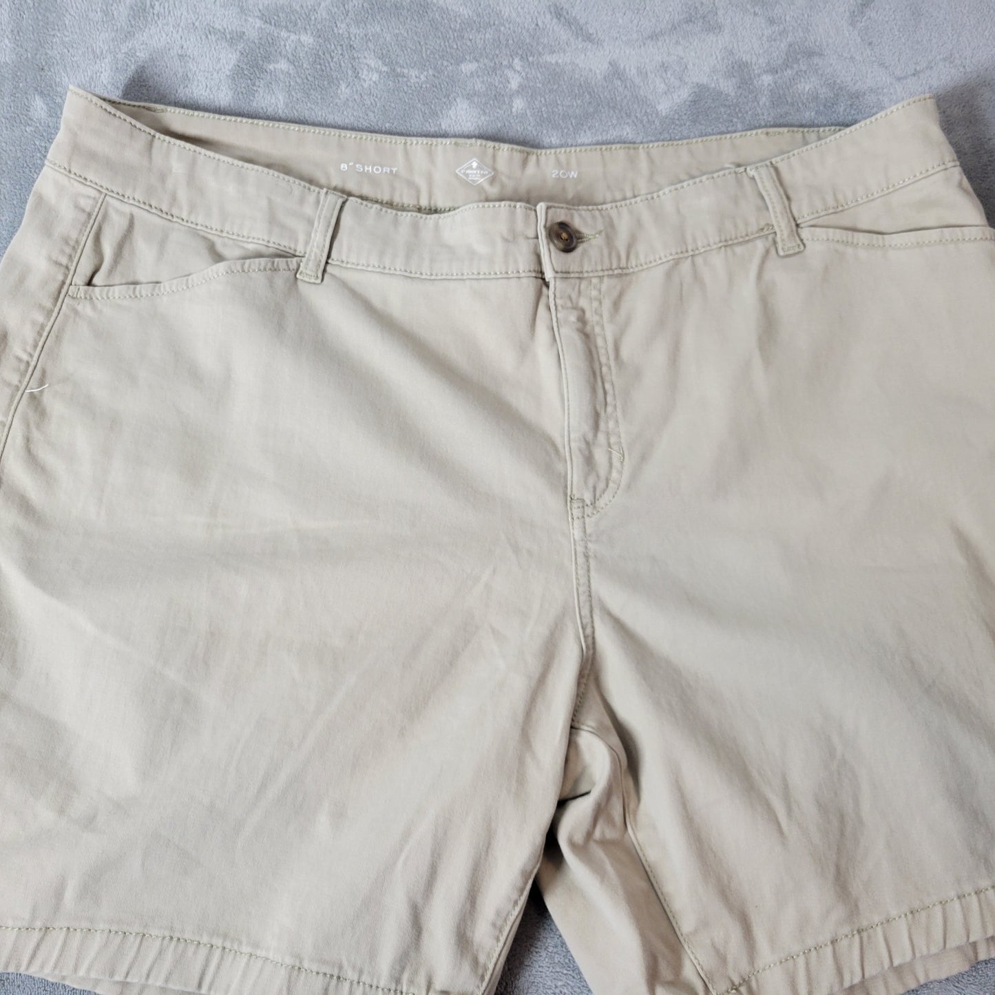 St John's Bay Shorts 20W Womens Beige Chino Elastic Waist Stretch A6E
