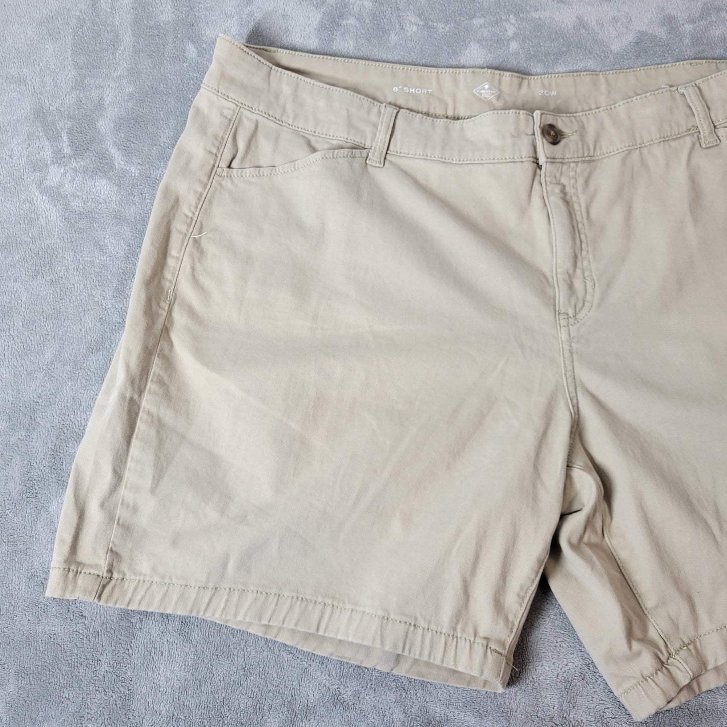 St John's Bay Shorts 20W Womens Beige Chino Elastic Waist Stretch A6E