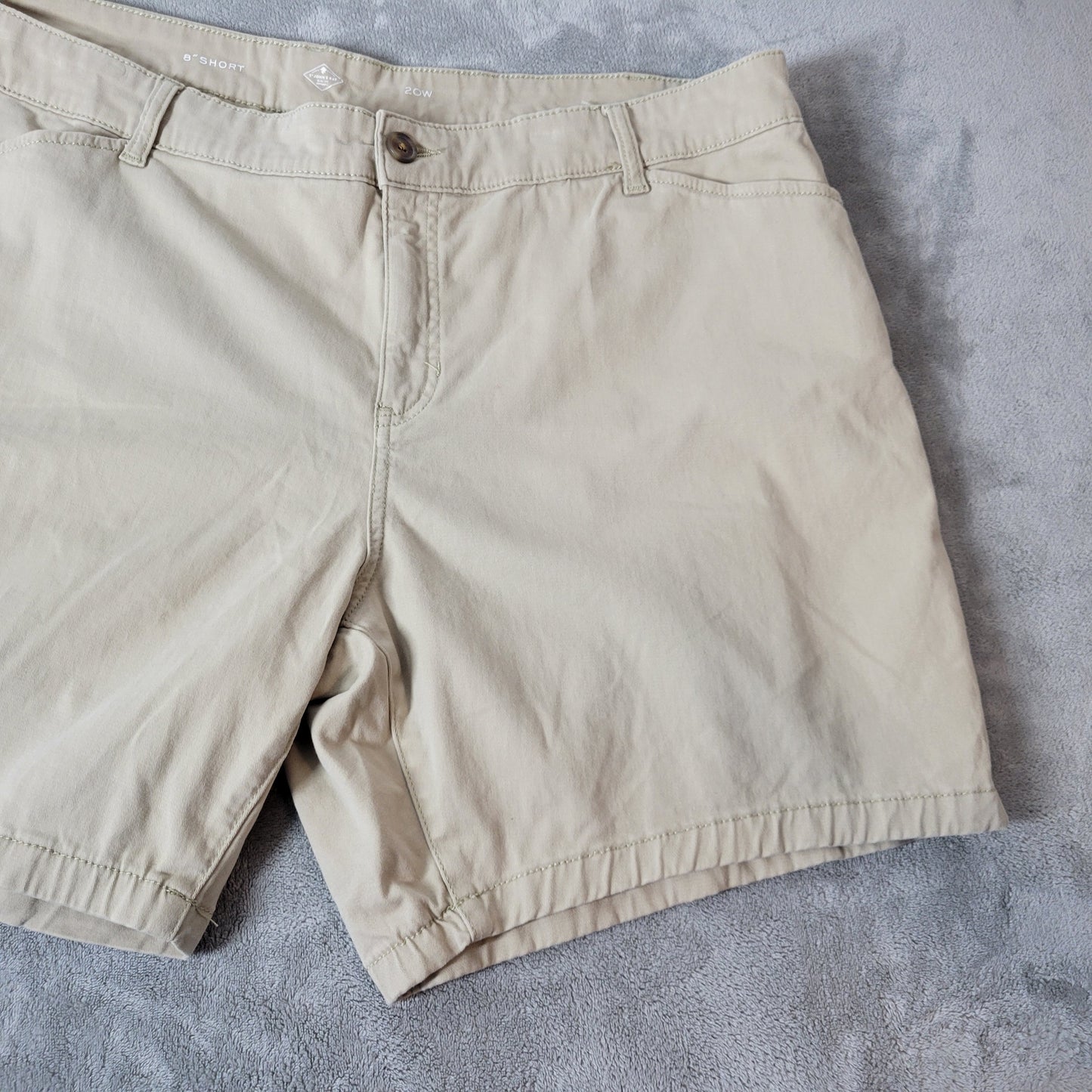 St John's Bay Shorts 20W Womens Beige Chino Elastic Waist Stretch A6E
