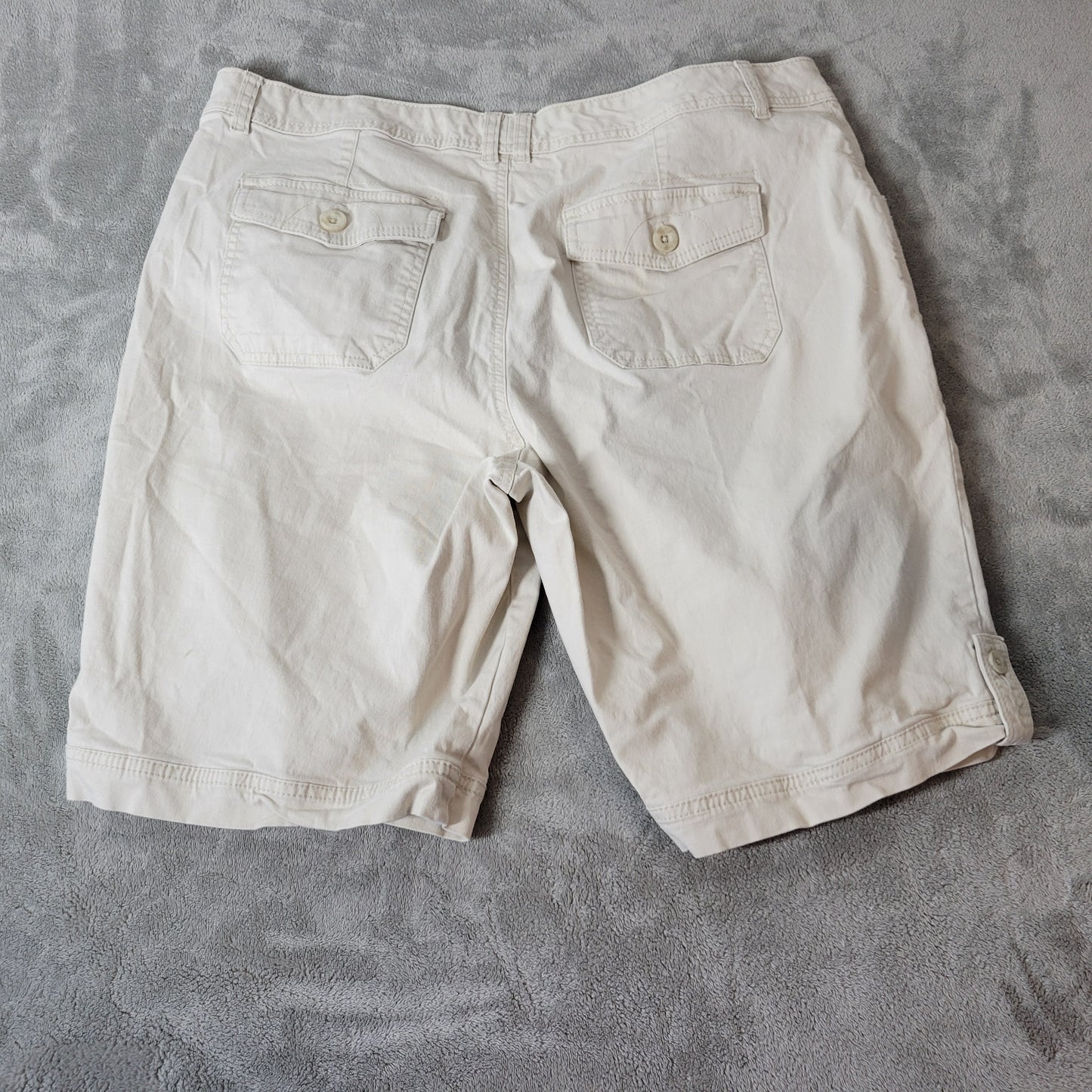 Gloria Vanderbilt Shorts 18 Plus Womens Off White Casual Elastic Waist WHI9E