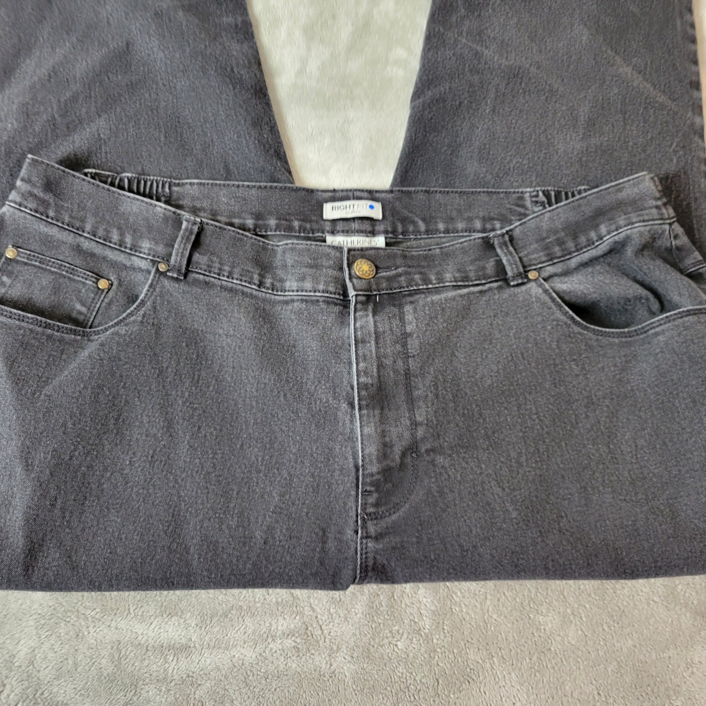 Catherines Right Fit Curvy Jeans 20WP Womens Black Straight Leg Stretch SL86E