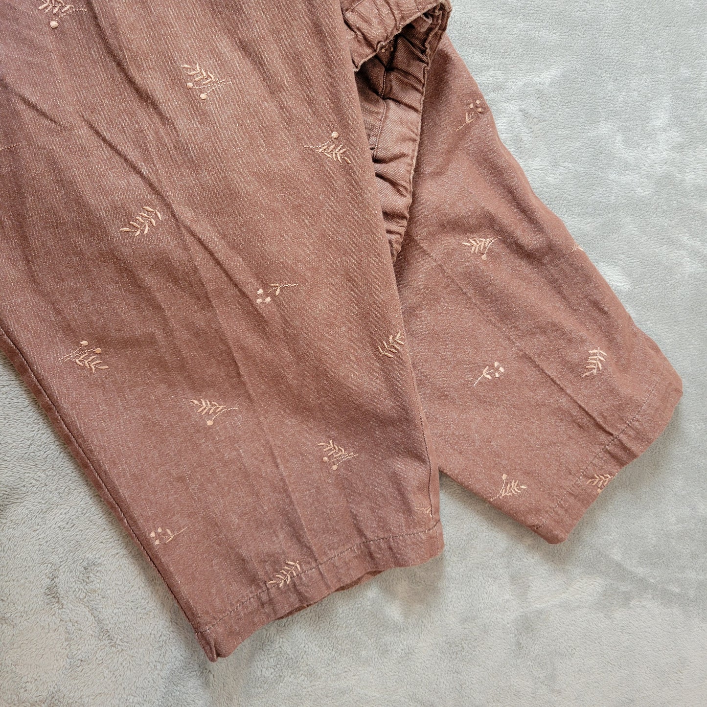 Denim & Co Pants 2X Womens Brown Capris Embroidered Floral Pull On BRO26E