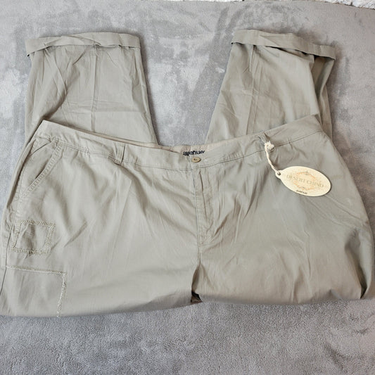Avenue Dress Pants 26 Plus Womens Gray Chino Straight Leg Cuffed Stretch B20E