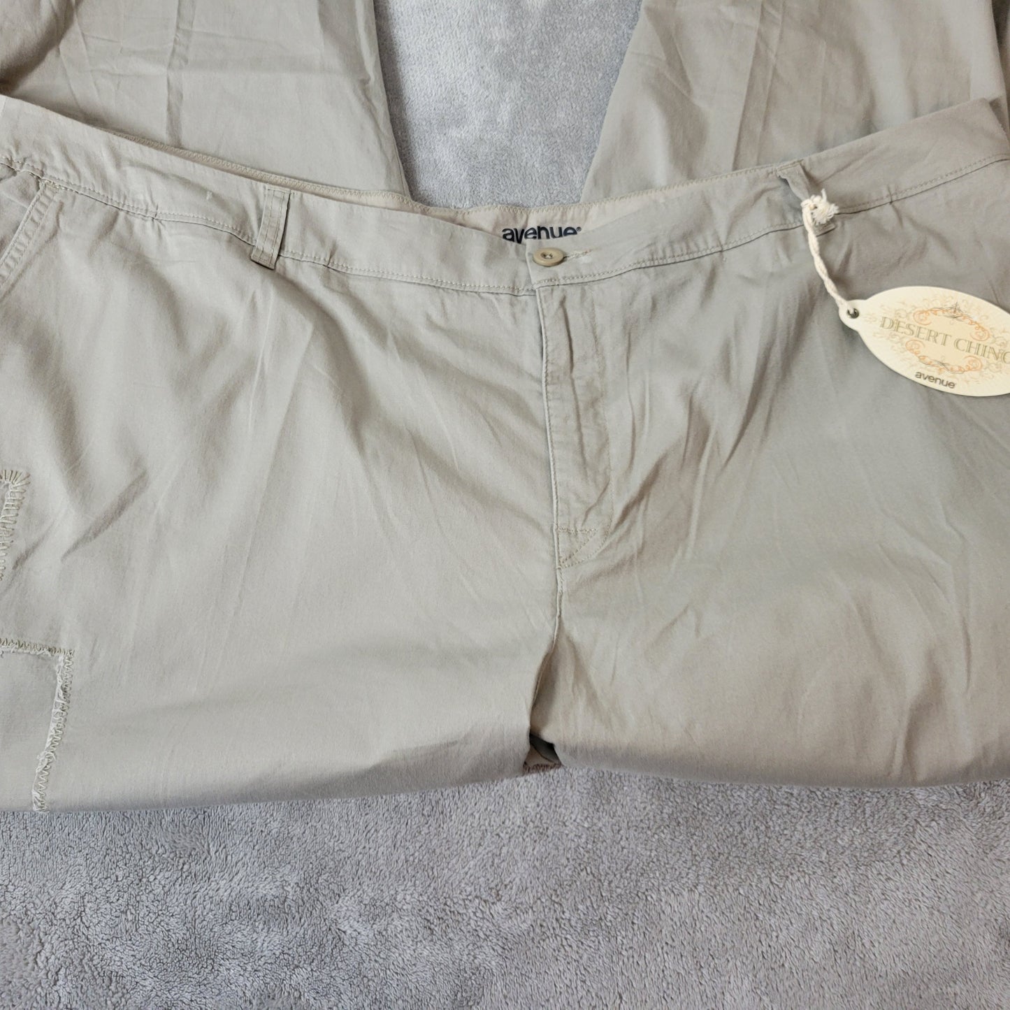 Avenue Dress Pants 26 Plus Womens Gray Chino Straight Leg Cuffed Stretch B20E