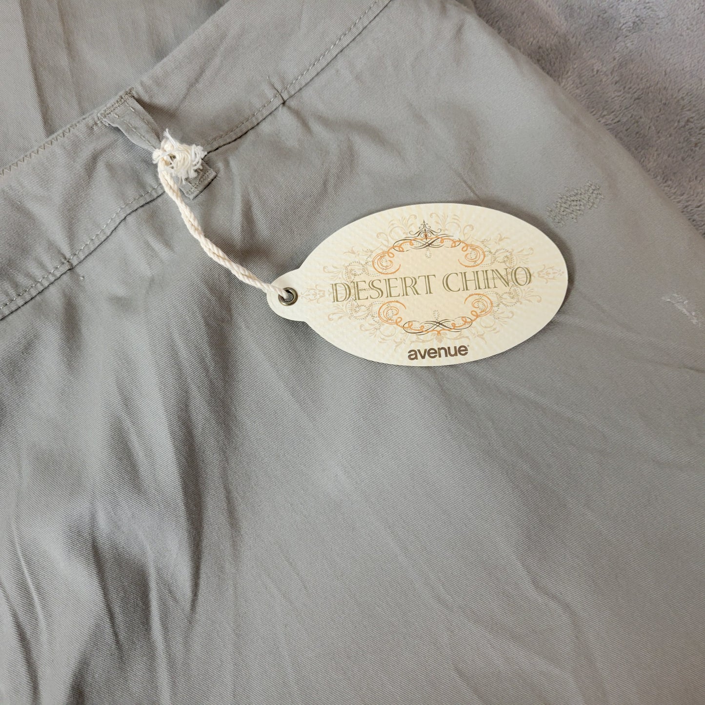 Avenue Dress Pants 26 Plus Womens Gray Chino Straight Leg Cuffed Stretch B20E