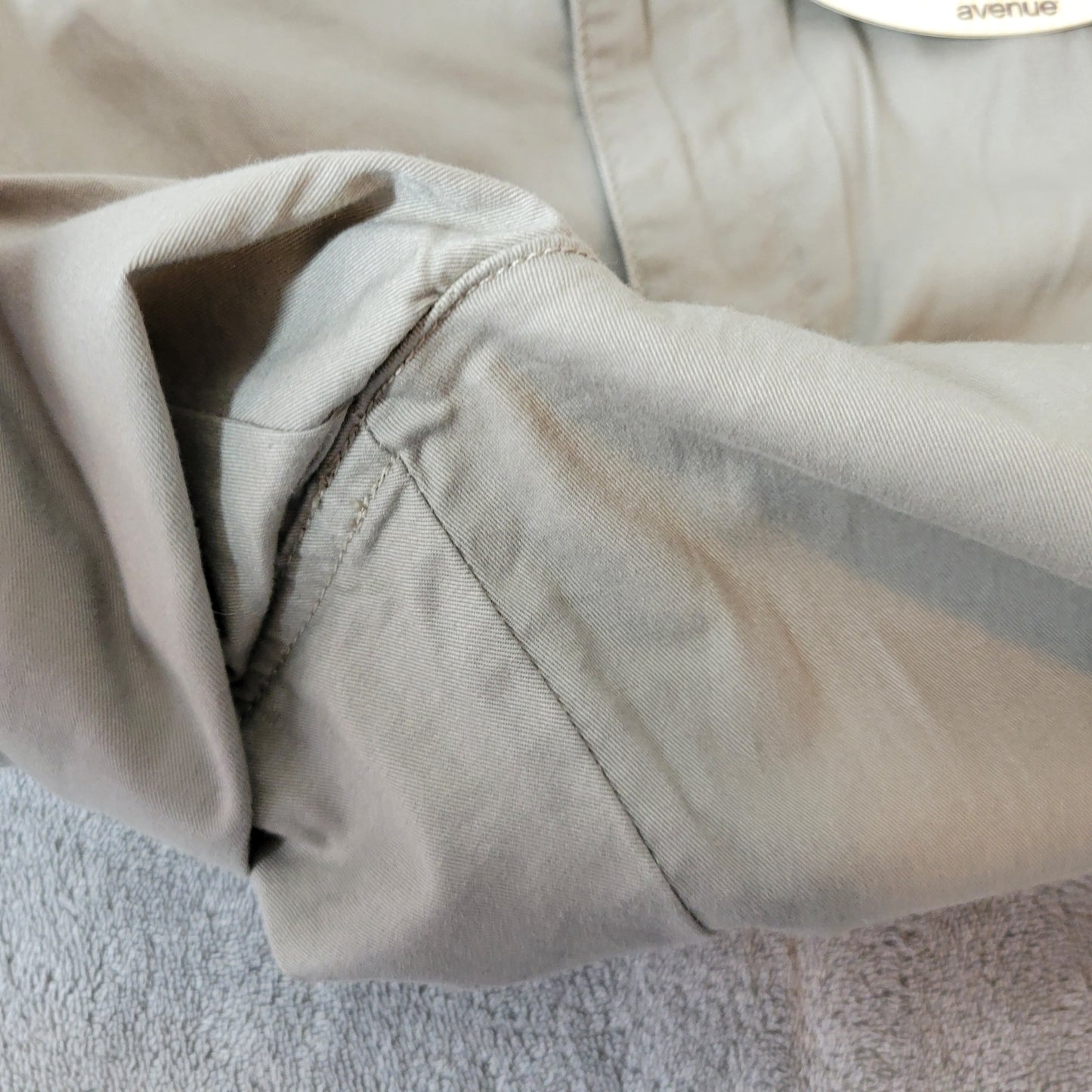 Avenue Dress Pants 26 Plus Womens Gray Chino Straight Leg Cuffed Stretch B20E