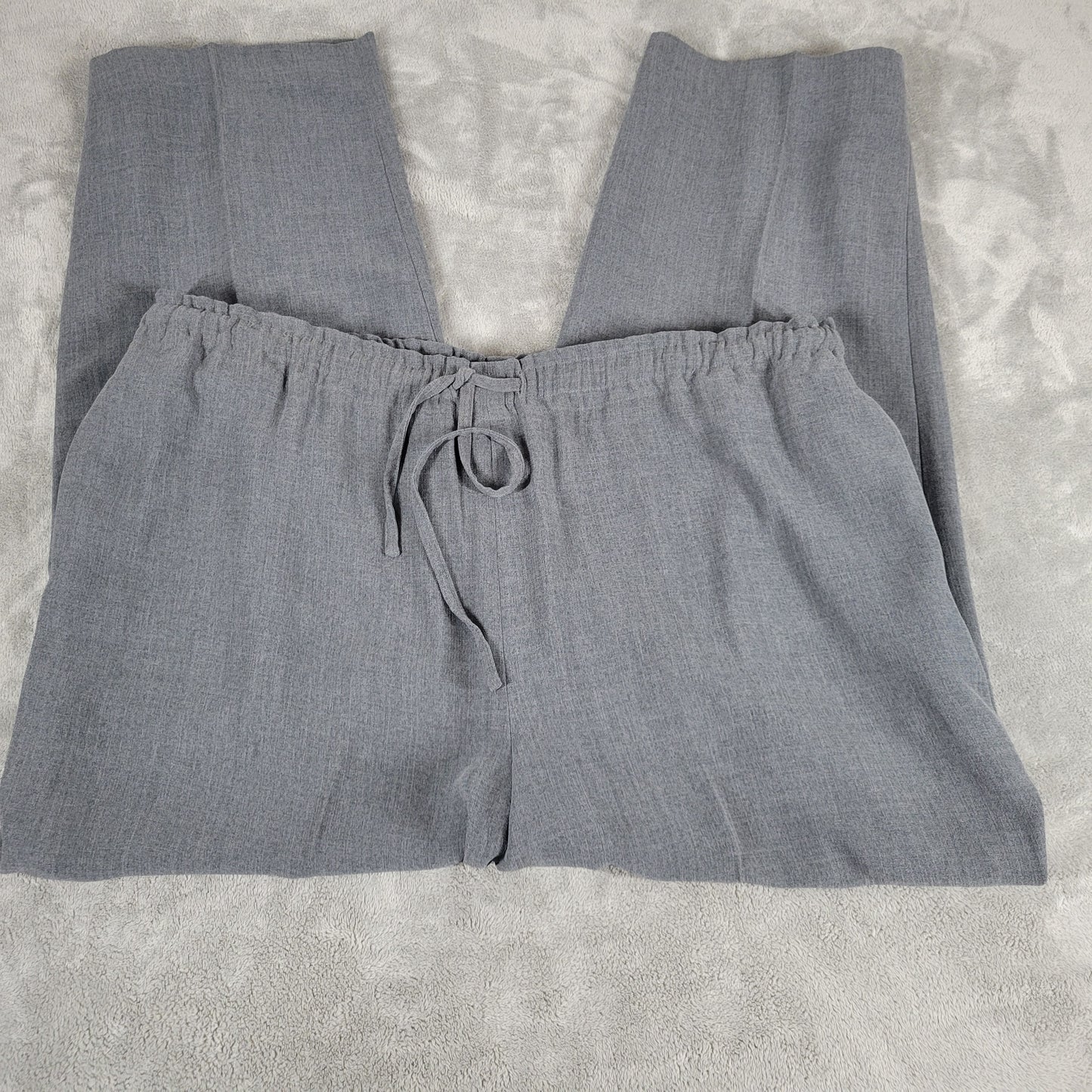 Worthington 18W Gray Straight Leg Dress Pants Pull On Elastic Waist B22E