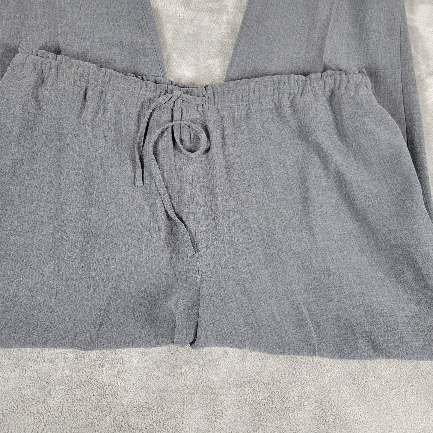 Worthington 18W Gray Straight Leg Dress Pants Pull On Elastic Waist B22E