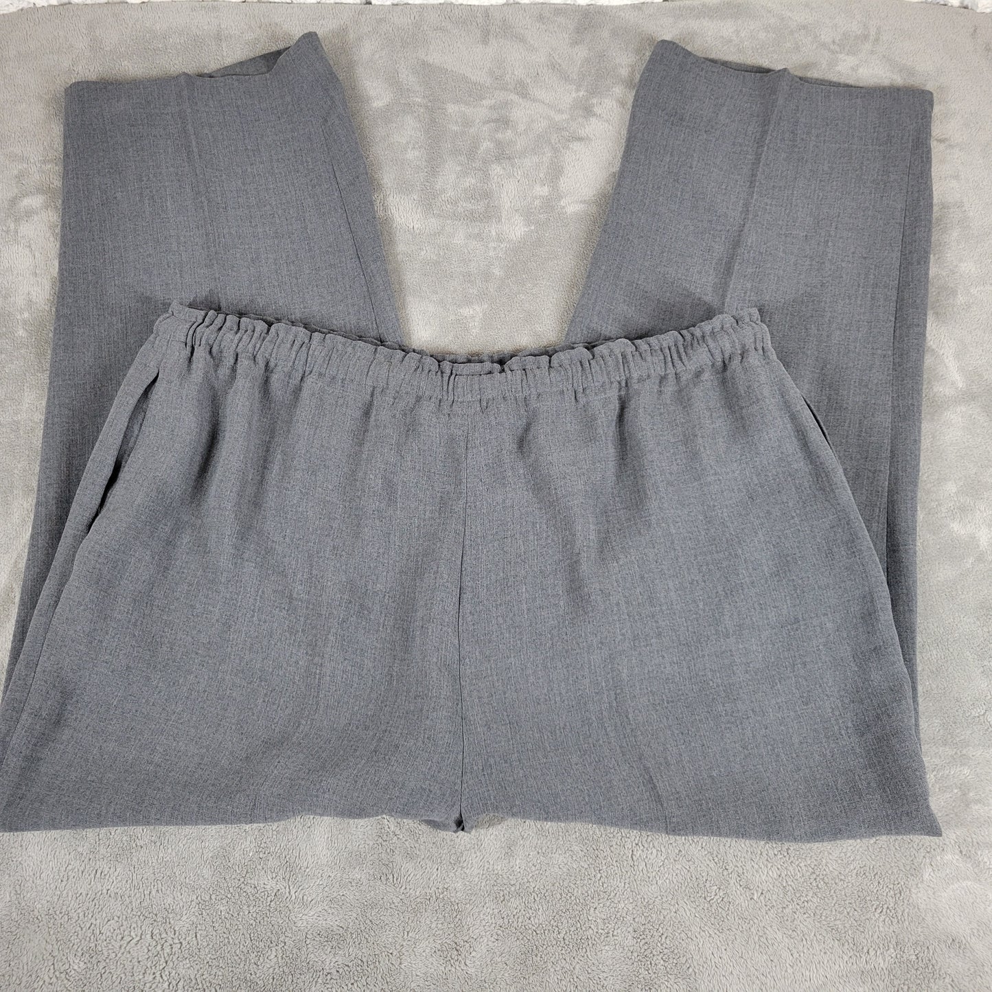 Worthington 18W Gray Straight Leg Dress Pants Pull On Elastic Waist B22E