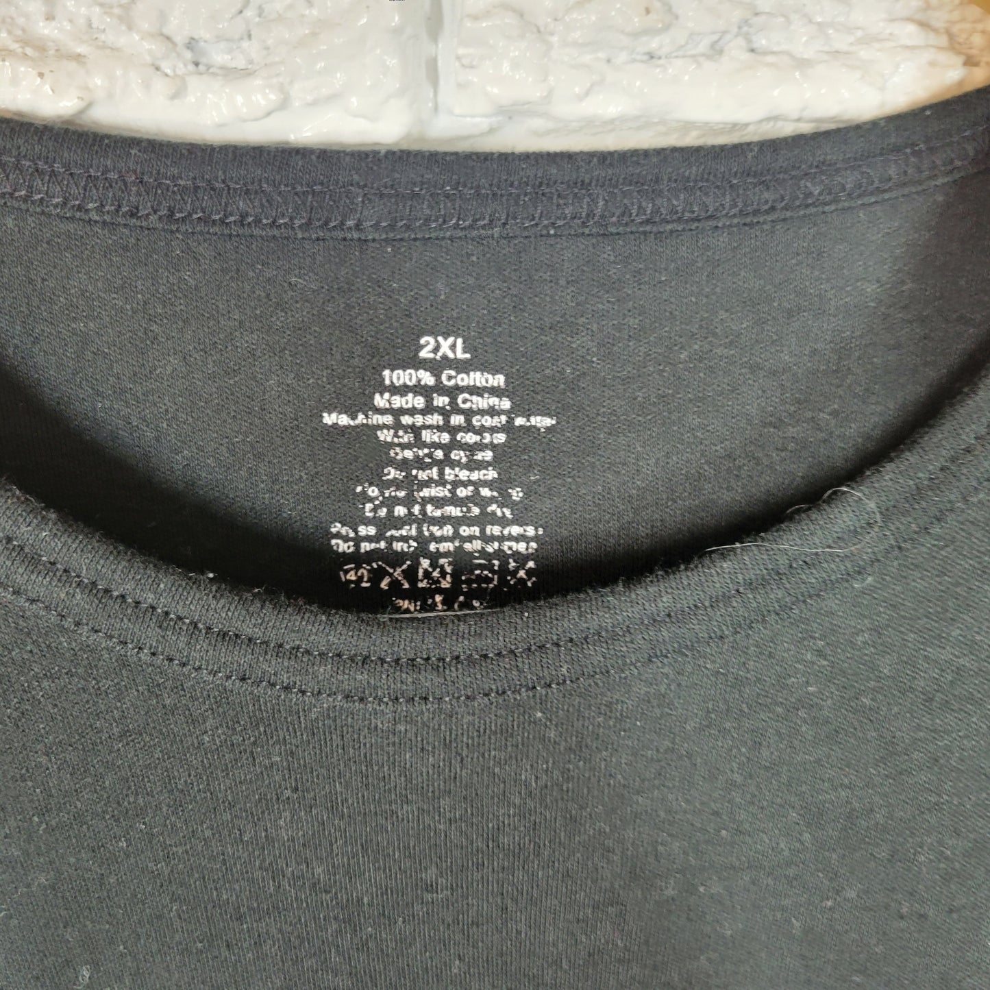 Womens 2XL Black T-Shirt Save Water Drink Wine Graphic Rhinestone BLA127E