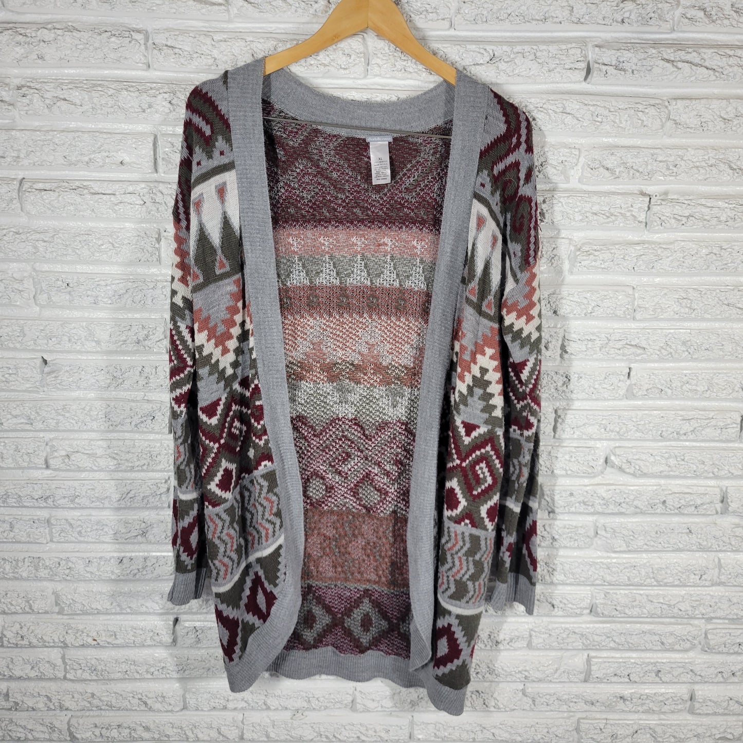 Charlotte Russe Womens XL Tribal Geometric Open Cardigan Knit Sweater GEO157XE