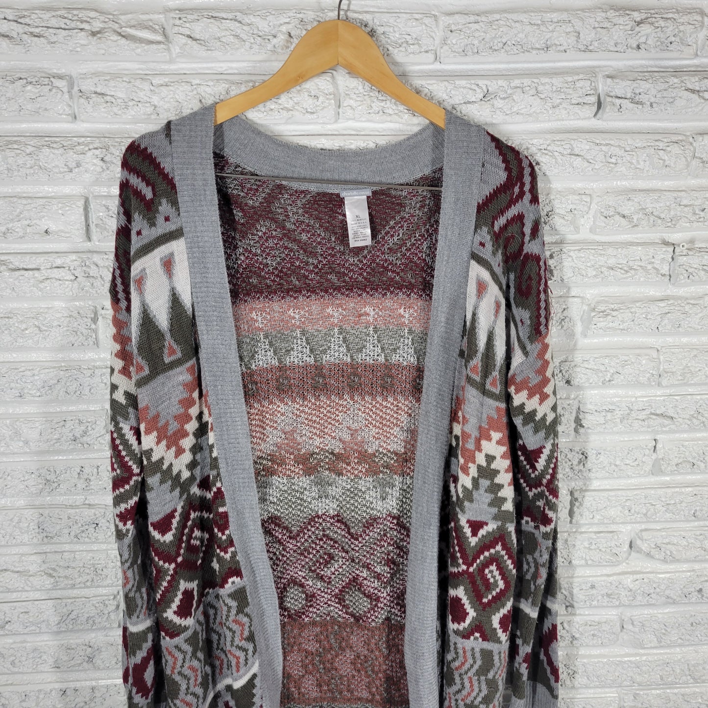 Charlotte Russe Womens XL Tribal Geometric Open Cardigan Knit Sweater GEO157XE