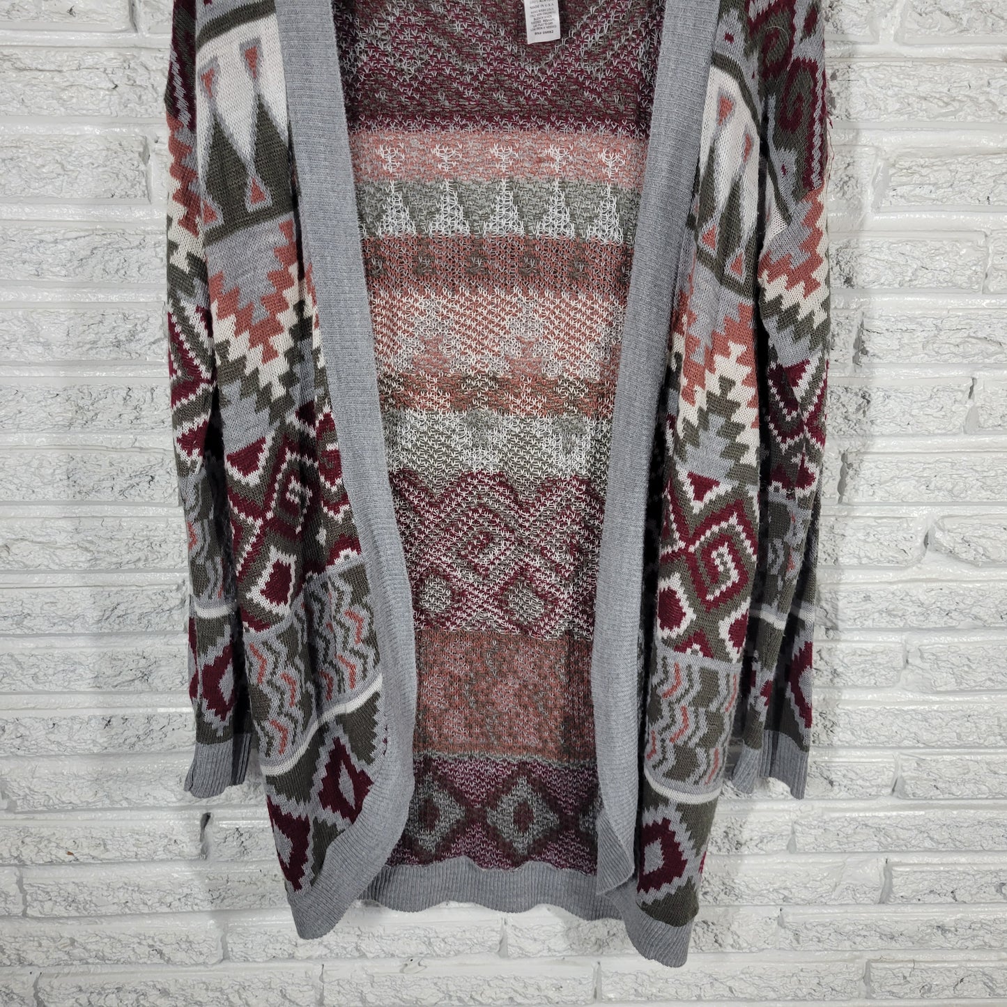 Charlotte Russe Womens XL Tribal Geometric Open Cardigan Knit Sweater GEO157XE