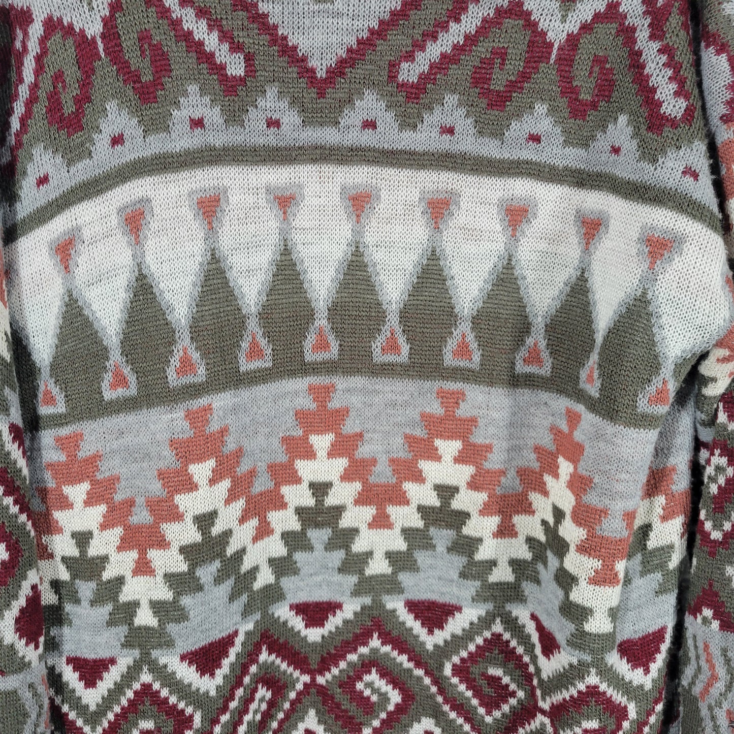 Charlotte Russe Womens XL Tribal Geometric Open Cardigan Knit Sweater GEO157XE