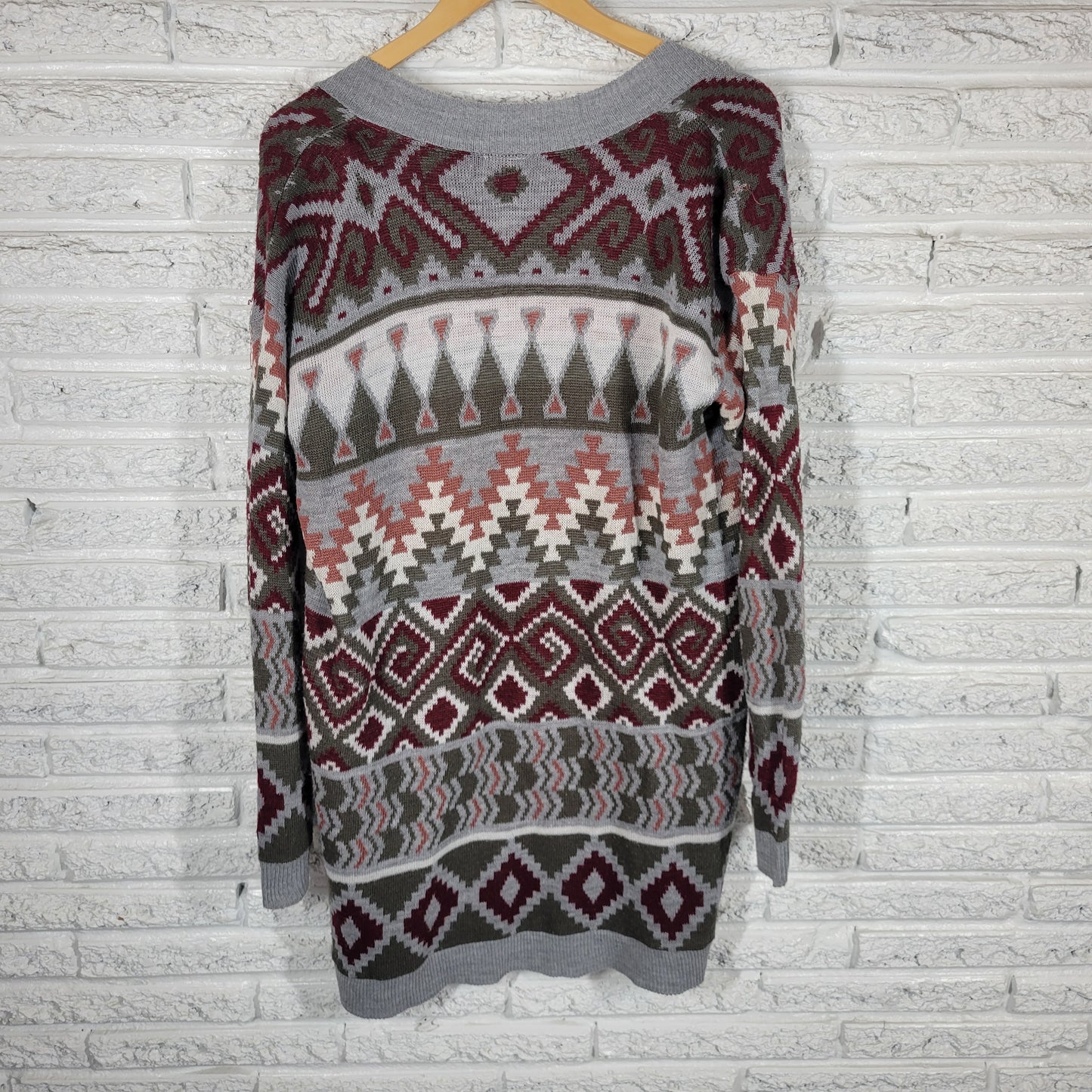 Charlotte Russe Womens XL Tribal Geometric Open Cardigan Knit Sweater GEO157XE