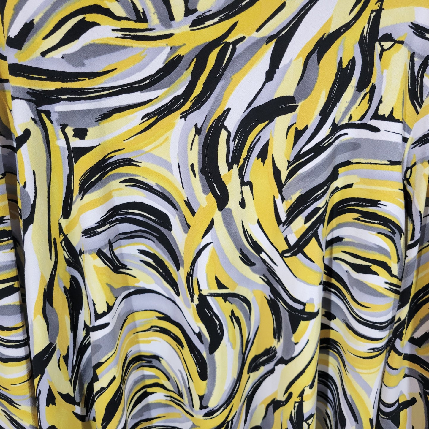 Kasper Womens 3X Yellow Black Watercolor Blouse Long Slit Sleeve Career WAT97E