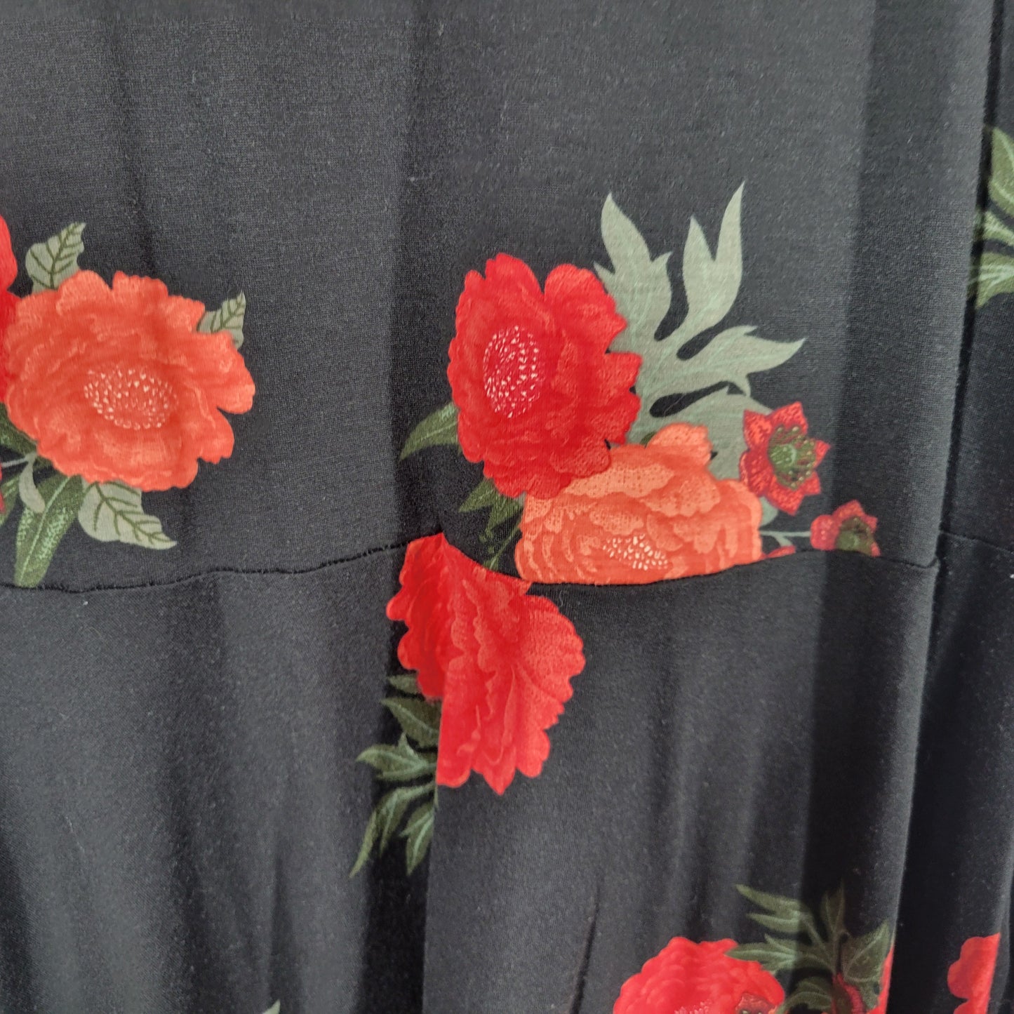 LuLaRoe Fit Flare Dress Womens XL Black Red Floral Tank Sleeveless FLO237E