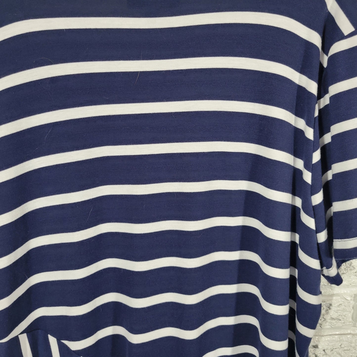 Lane Bryant Blue White Striped Asymmetric Hem Dress XL Plus Short Sleeve STR9E