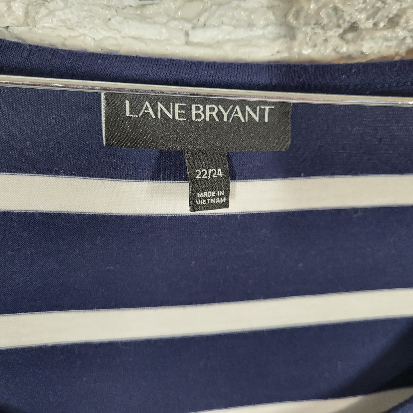 Lane Bryant Blue White Striped Asymmetric Hem Dress XL Plus Short Sleeve STR9E