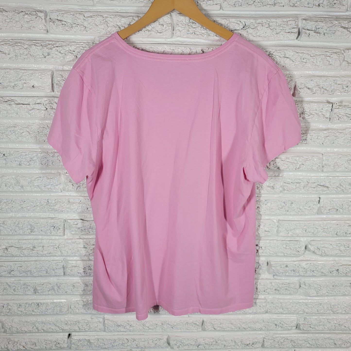 Life is Good XXL Pink Floral Butterfly T-Shirt Cotton V-Neck Tee FLO169E