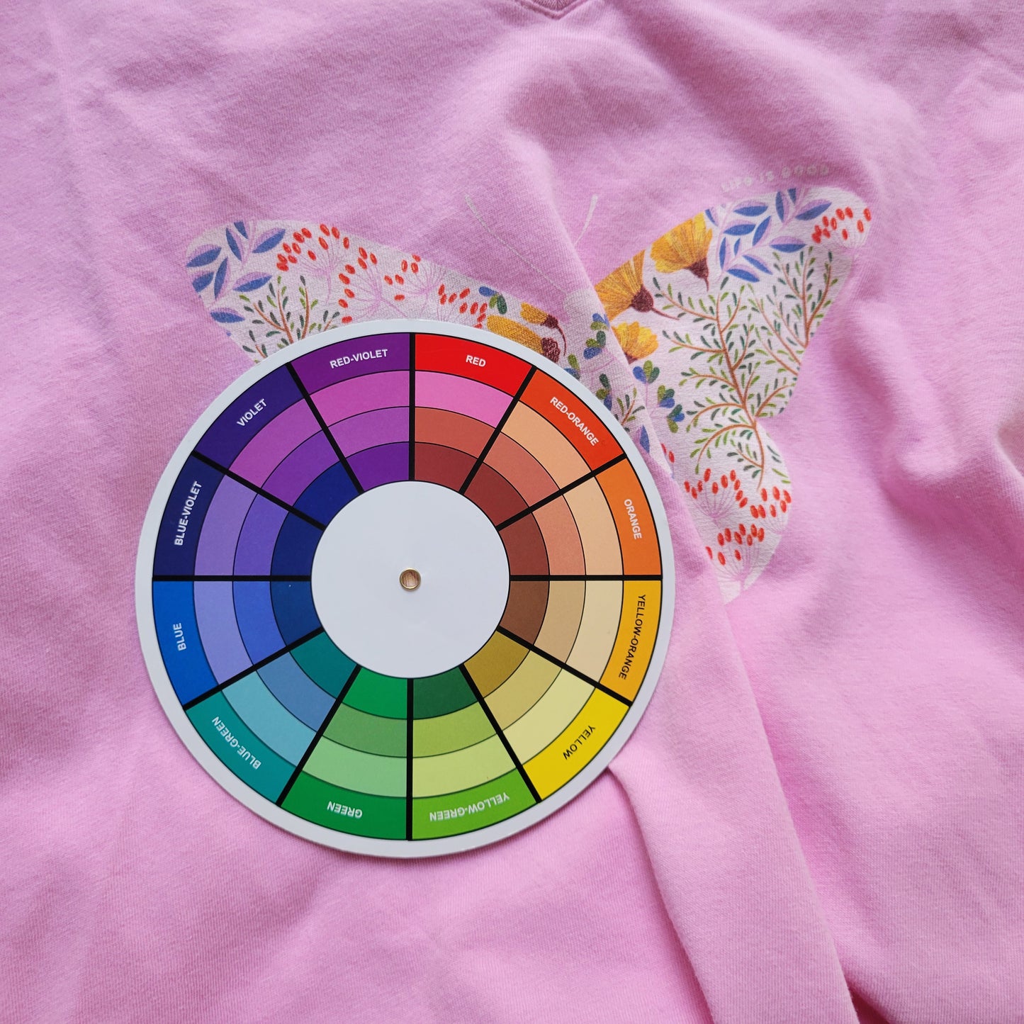 Life is Good XXL Pink Floral Butterfly T-Shirt Cotton V-Neck Tee FLO169E