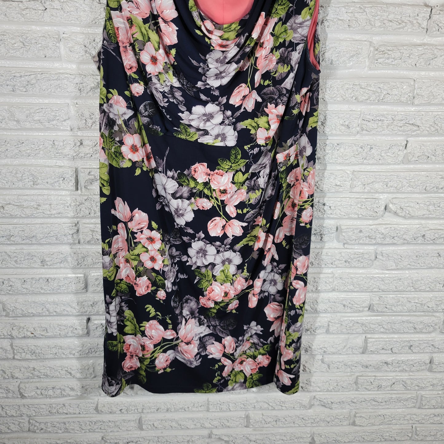 Connected 20W Blue Pink Floral Sheath Dress Plus Size Sleeveless FLO74E