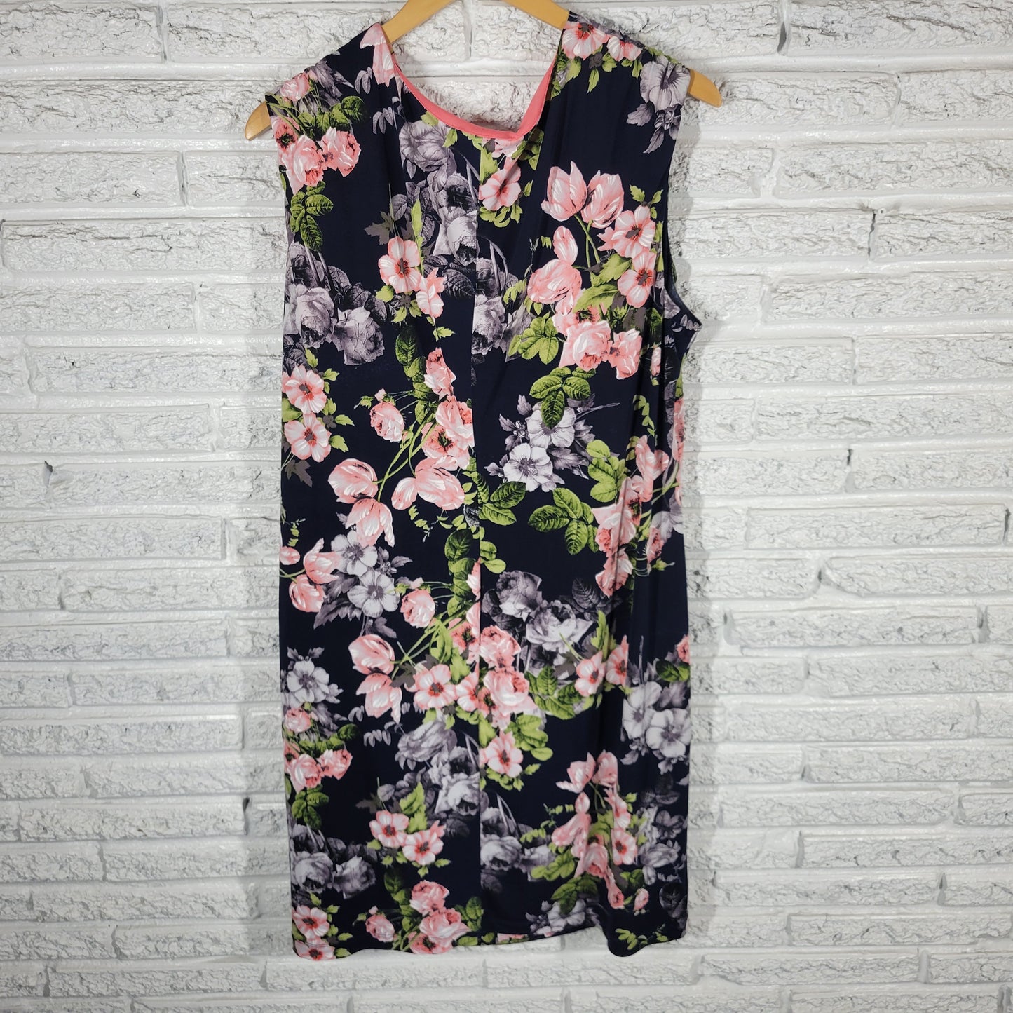 Connected 20W Blue Pink Floral Sheath Dress Plus Size Sleeveless FLO74E