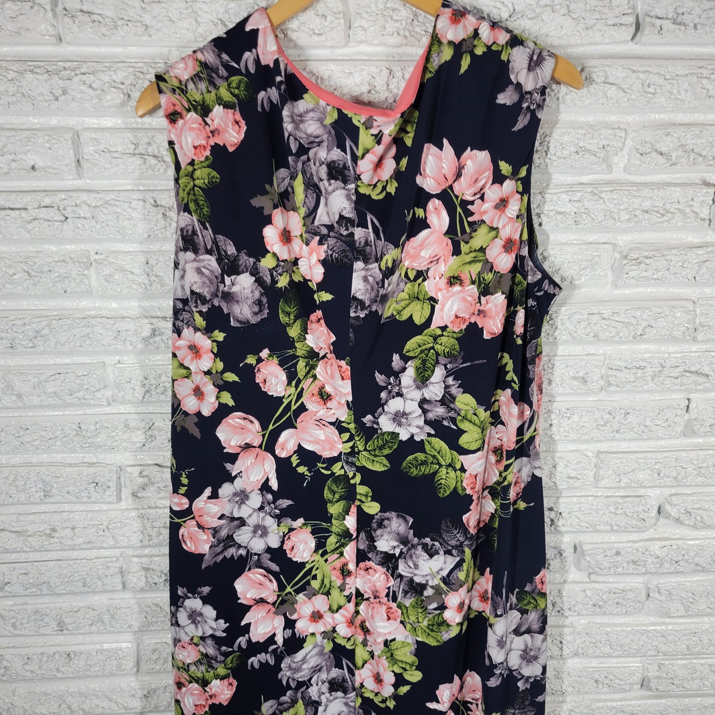 Connected 20W Blue Pink Floral Sheath Dress Plus Size Sleeveless FLO74E
