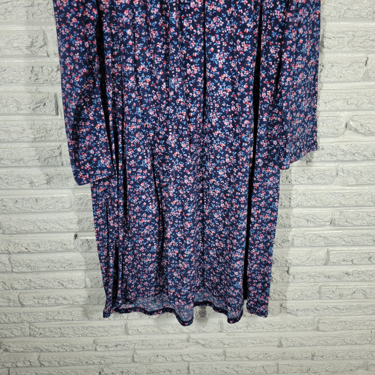 Secret Treasures 2X Velour Nightgown Blue Pink Floral Lace Trim Plus SWE113E